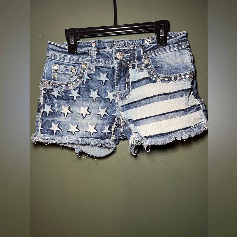 Miss me 25 American flag jean shorts